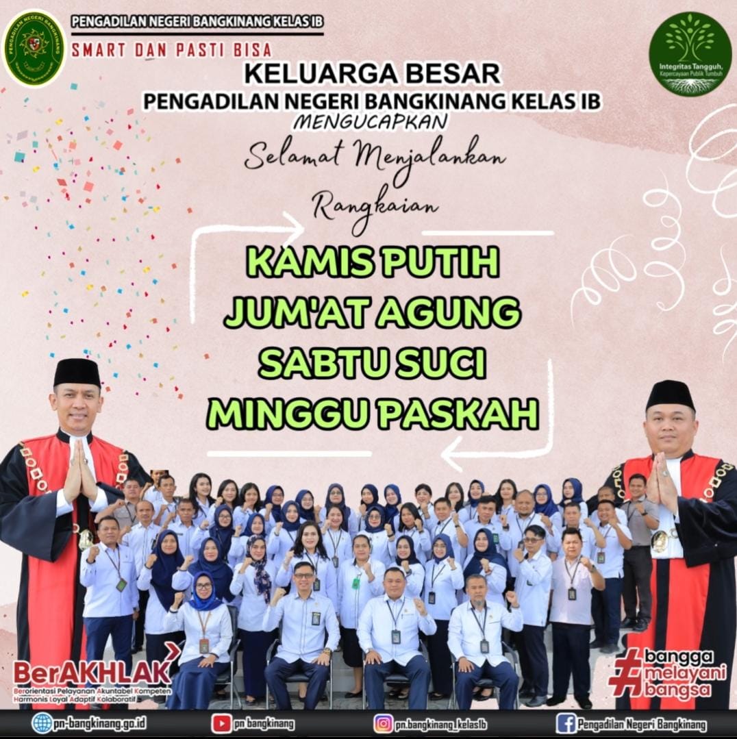 Keluarga Besar PN Bangkinang mengucapkan selamat memperingati hari wafat isa almasih tahun 2023