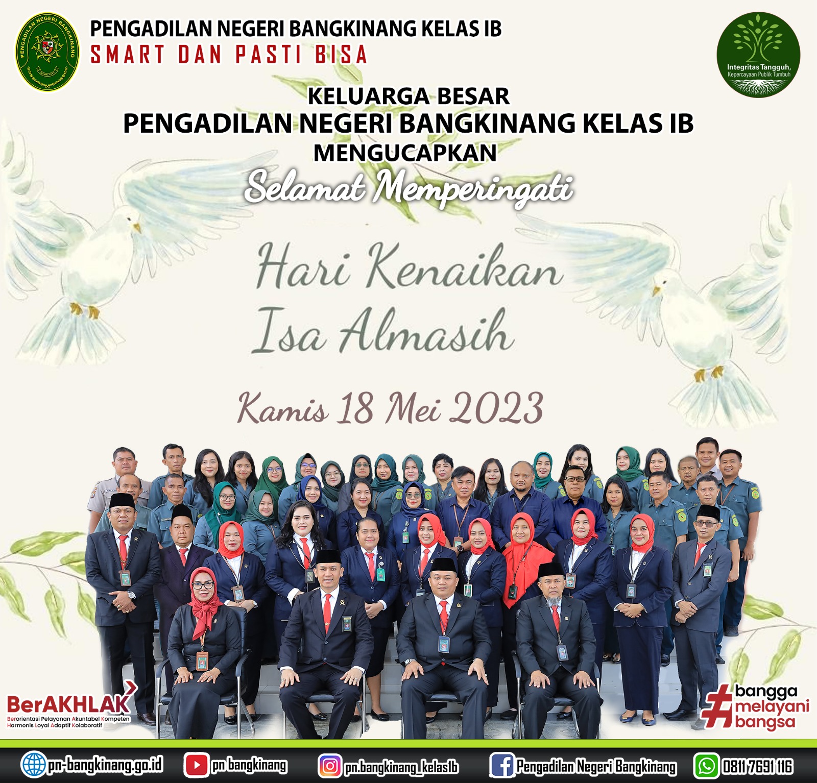 Keluarga Besar PN Bangkinang mengucapkan selamat kenaikan isa almasih 2023